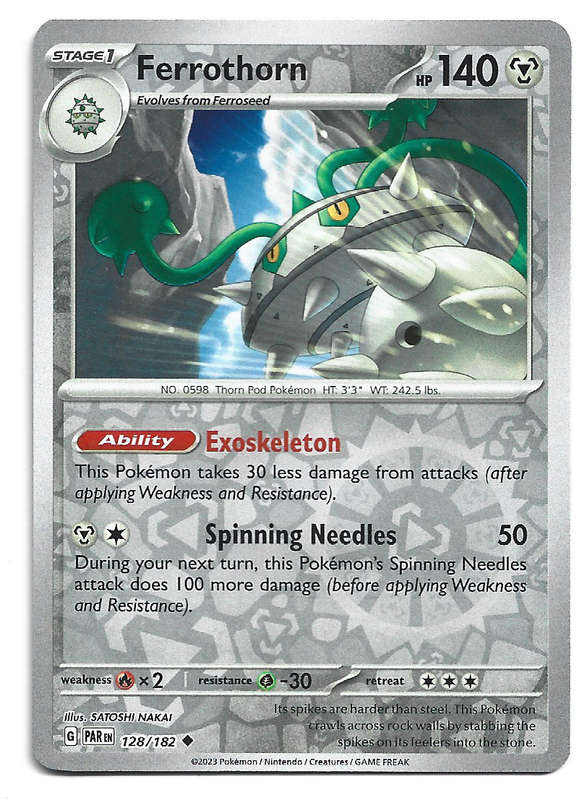FERROTHORN  -   REVERSE HOLO POKEMON PARADOX RIFT   128/182 TRADING CARD