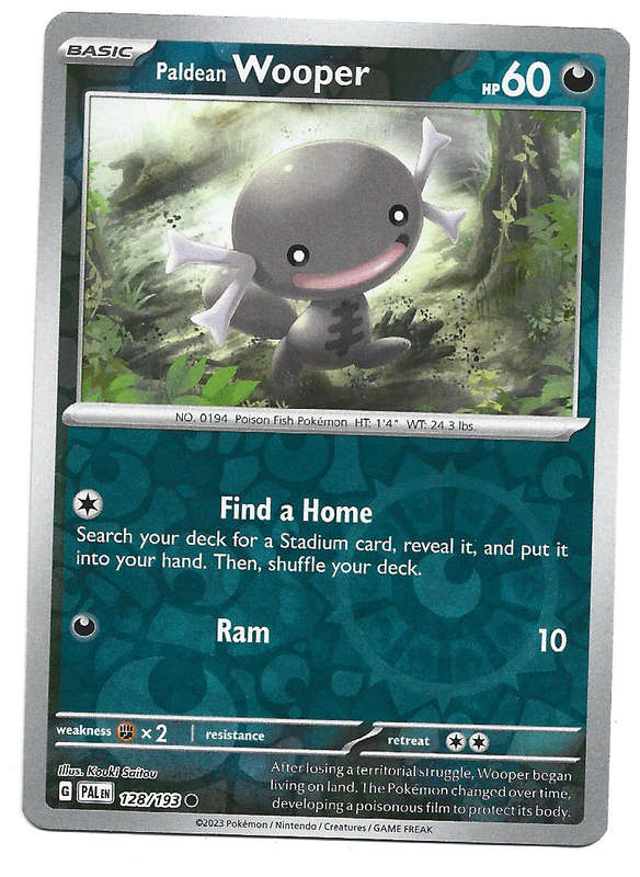 POKEMON CARD - PALDEAN WOOPER  128/193  Reverse Holo  Paldea Evolved Trading Card - Mint