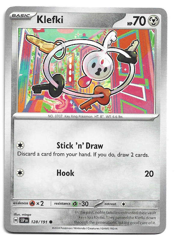 KLEFKI -  COMMON  128/191 POKEMON TCG SURGING SPARKS TRADING CARD