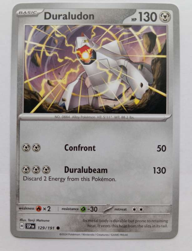 DURALUDON  - POKEMON NINTENDO SURGING SPARKS -  COMMON TRADING CARD 129/191