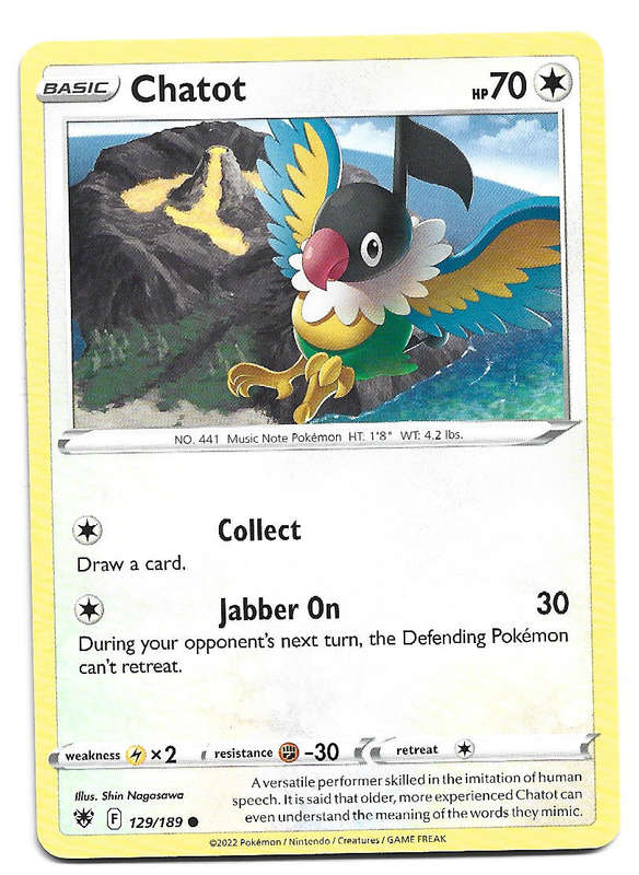 CHATOT - COMMON  129/189 POKEMON TCG ASTRAL RADIANCE TRADING CARD