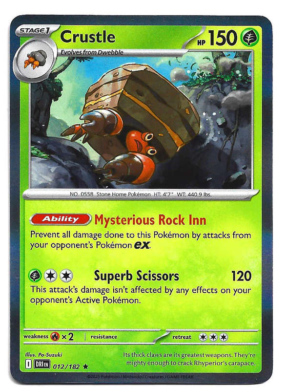 CRUSTLE  - HOLO RARE  12/182  POKEMON TCG DESTINED RIVALS TRADING CARD