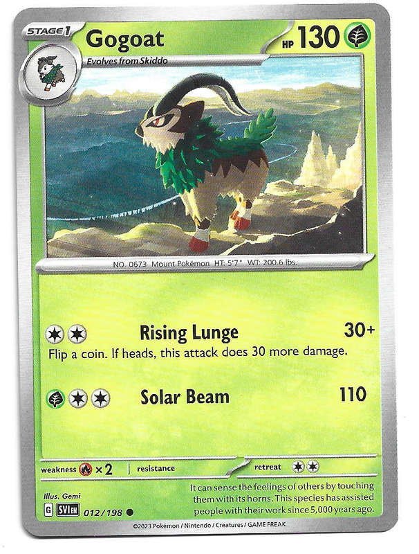 GOGOAT - COMMON  12/198  POKEMON TCG SCARLET & VIOLET TRADING CARD