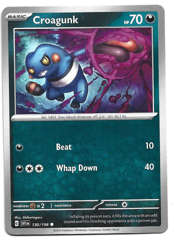 CROAGUNK - COMMON  130/198  POKEMON TCG SCARLET & VIOLET TRADING CARD