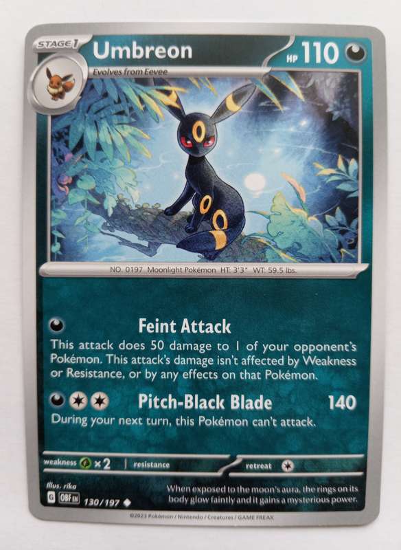 UMBEON - UNCOMMON  130/197  POKEMON TCG OBSIDIAN FLAMES TRADING CARD