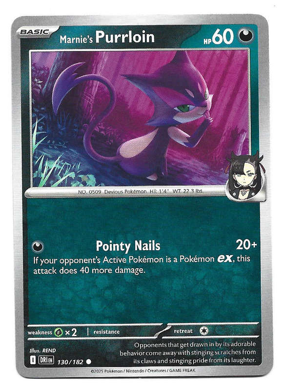 MARNIE's PURRLOIN - COMMON  130/182  POKEMON TCG DESTINED RIVALS TRADING CARD