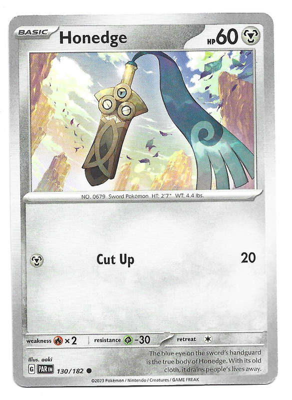 HONEDGE  -  POKEMON PARADOX RIFT COMMON  130/182 TRADING CARD