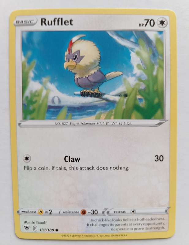POKEMON CARD - RUFFLET COMMON  131/189 ASTRAL RADIANCE 2022 TRADING CARD - MINT