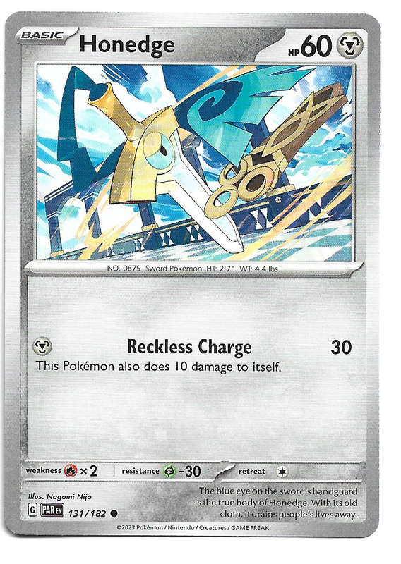 HONEDGE  -  POKEMON PARADOX RIFT COMMON  131/182 TRADING CARD