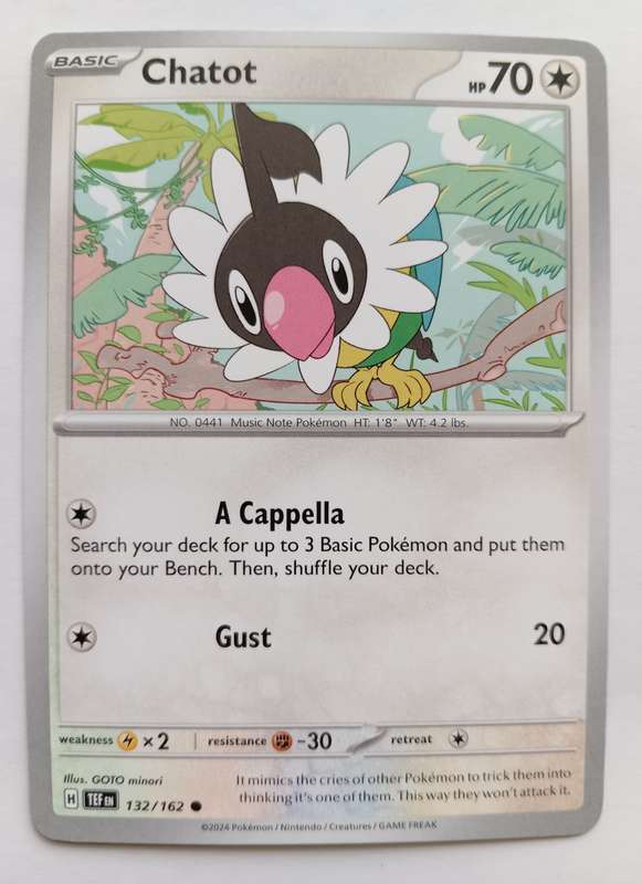 CHATOT - POKEMON NINTENDO TEMPORAL FORCES 2024 - COMMON TRADING CARD 132/162