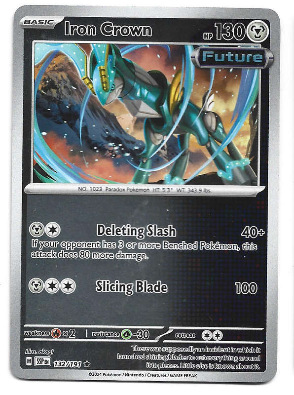 IRON CROWN -  REVERSE HOLO 132/191 POKEMON TCG SURGING SPARKS TRADING CARD