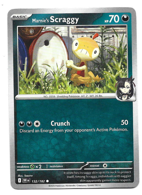 MARNIE's SCRAGGY - COMMON  132/182  POKEMON TCG DESTINED RIVALS TRADING CARD