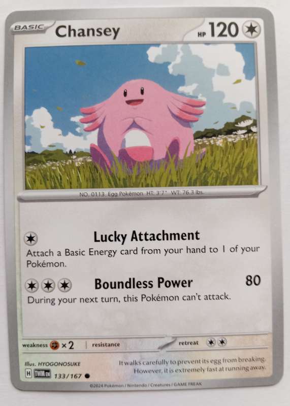 CHANSEY - POKEMON NINTENDO TWILIGHT MASQUERADE  - COMMON TRADING CARD 133/167