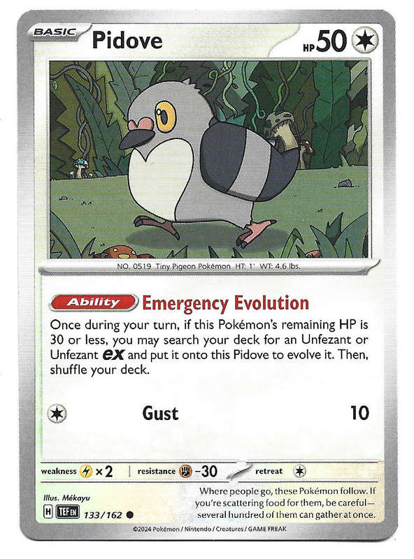 PIDOVE  - COMMON  133/162 POKEMON TCG TEMPORAL FORCES TRADING CARD