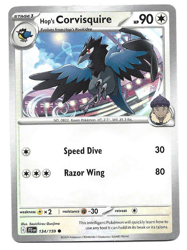 HOP's CORVISQUIRE - COMMON  134/159 POKEMON TCG JOURNEY TOGETHER TRADING CARD