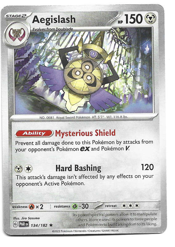 AEGISLASH  -  POKEMON PARADOX RIFT COMMON  134/182 TRADING CARD