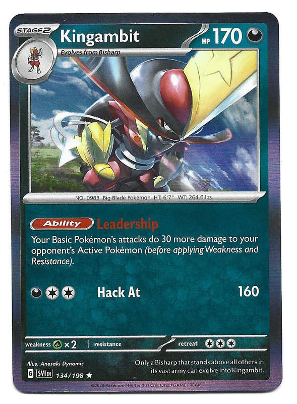 KINGAMBIT -  HOLO RARE  134/198 POKEMON TCG SCARLET & VIOLET TRADING CARD