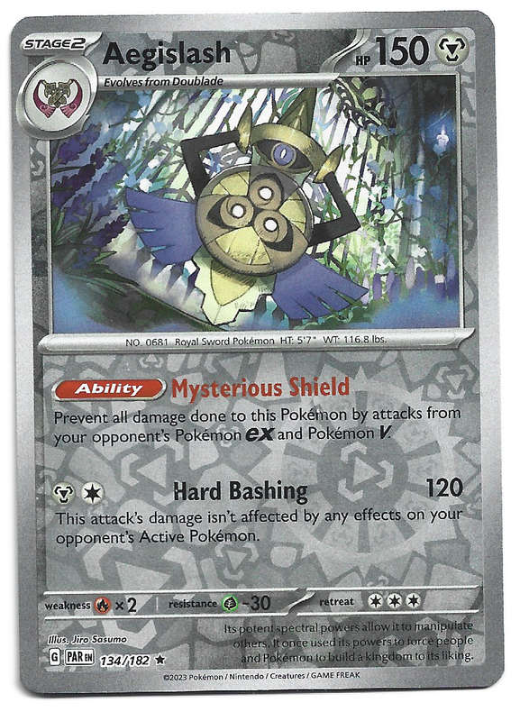 AEGISLASH  -   REVERSE HOLO POKEMON PARADOX RIFT   134/182 TRADING CARD