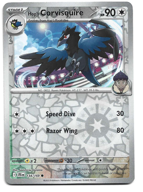 HOP's CORVISQUIRE - REVERSE HOLO  134/159 POKEMON TCG JOURNEY TOGETHER TRADING CARD