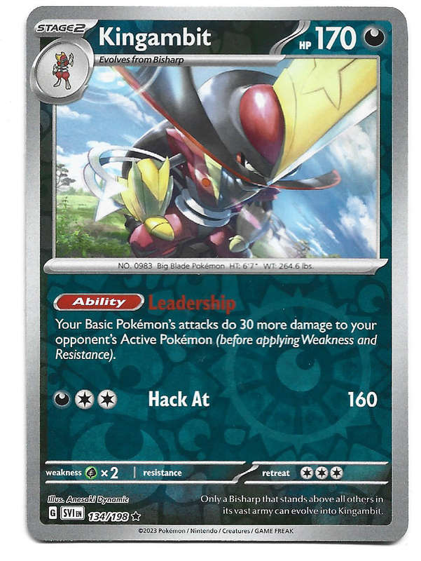 KINGAMBIT - REVERSE HOLO  134/198 POKEMON TCG SCARLET & VIOLET TRADING CARD
