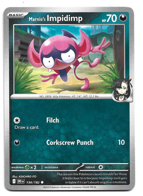 MARNIE's IMPIDIMP  -  COMMON  134/182  POKEMON TCG DESTINED RIVALS TRADING CARD