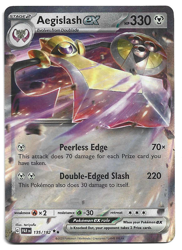 AEGISLASH EX -   HOLO RARE POKEMON TCG PARADOX RIFT  135/182 TRADING CARD
