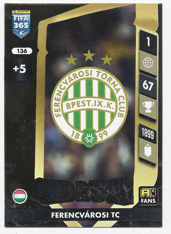 FERENCVAROSI TC - PANINI FIFA 365 COLLECTION 2025 - FOIL "CLUB BADGE" TRADING CARD 136