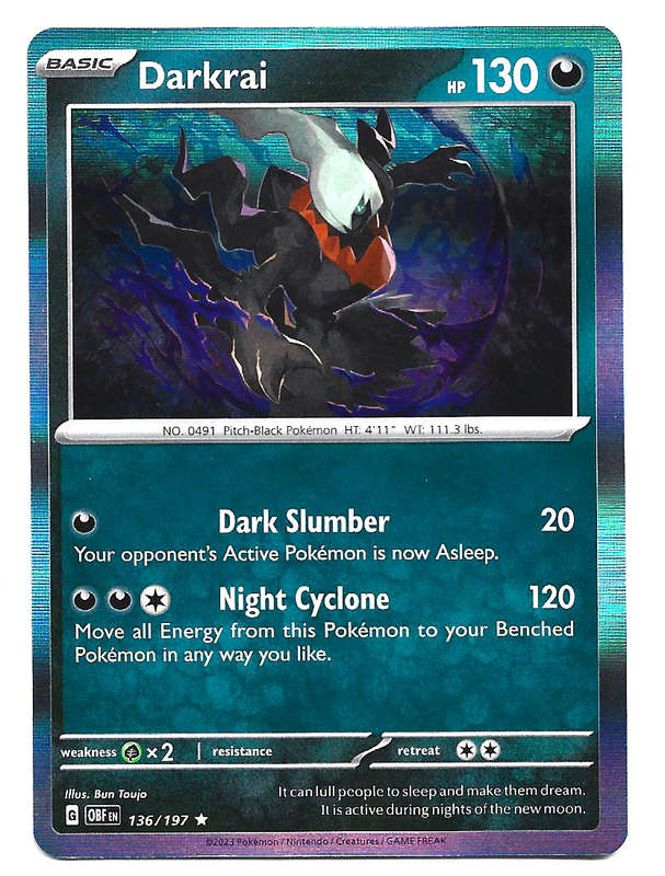 DARKAI - HOLO RARE  136/197  POKEMON TCG OBSIDIAN FLAMES TRADING CARD