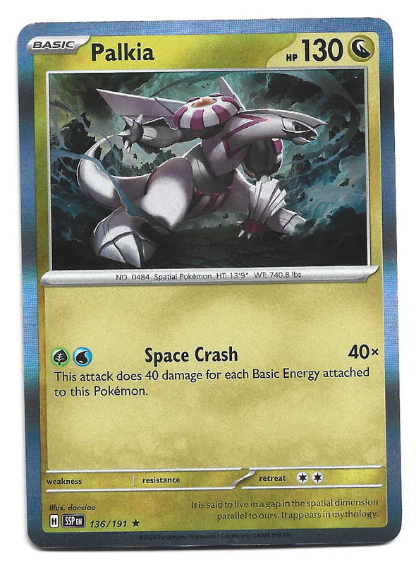 PALKIA - HOLO RARE   136/191 POKEMON TCG SURGING SPARKS TRADING CARD