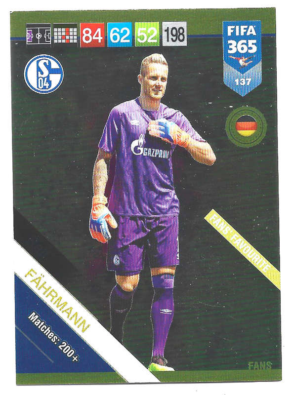 RALF FAHRMANN - PANINI FIFA 365 2019 COLLECTION - FOIL `FANS FAVOURITE` TRADING CARD 137