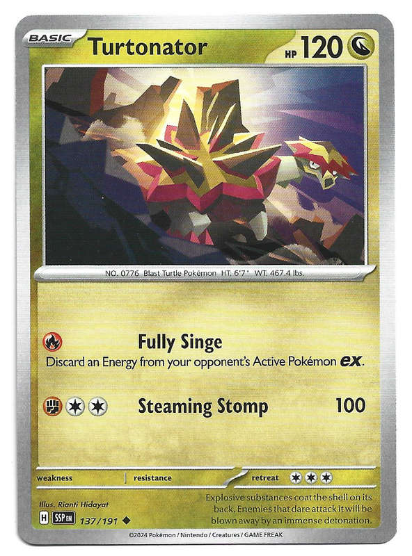 TURTONATOR  - POKEMON TCG SURGING SPARKS  COMMON  137/191 TRADING CARD