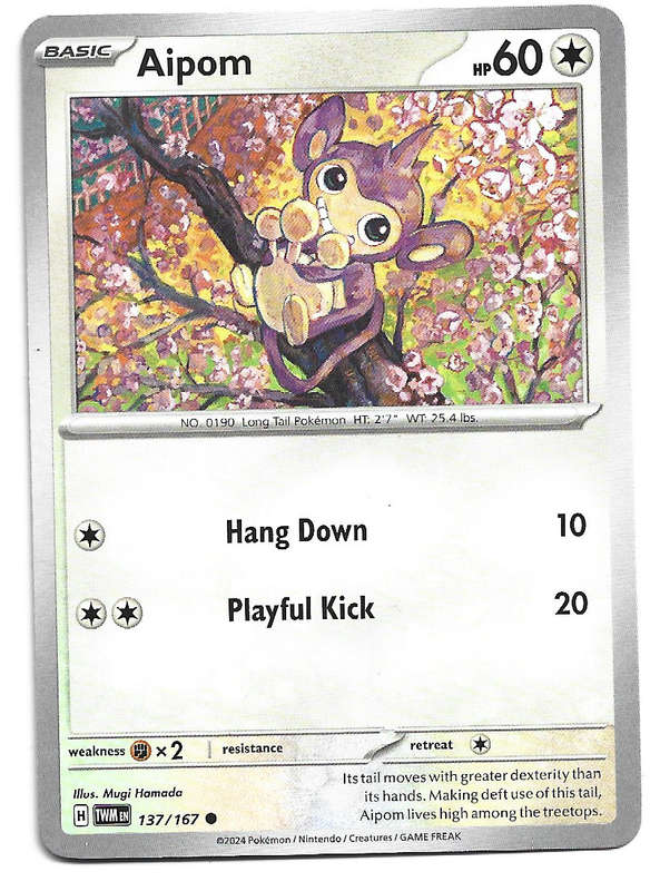 AIPOM - POKEMON TWILIGHT MASQUERADE COMMON  137/167 TRADING CARD