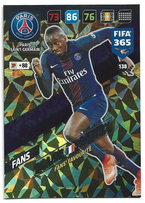 BLAISE MATUIDI - PANINI `FIFA 365 2018` COLLECTION - FOIL `FANS FAVOURITE` TRADING CARD 138
