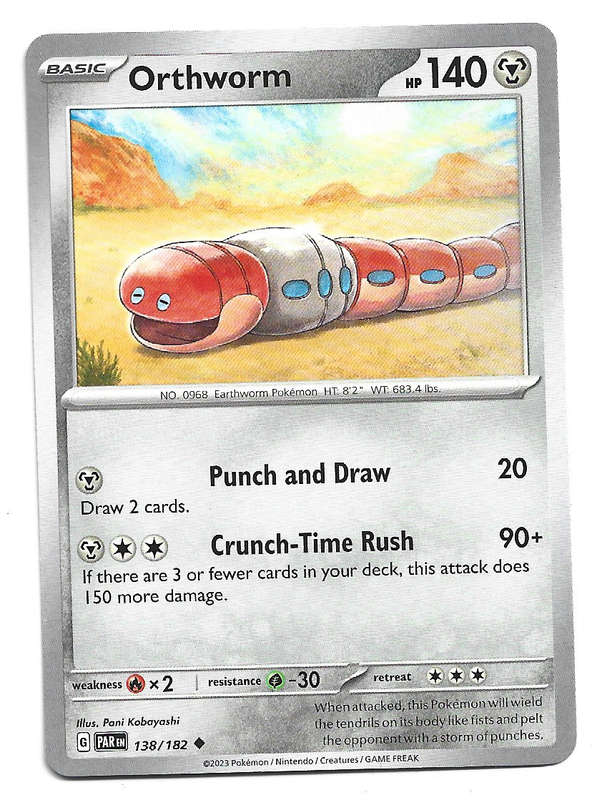 ORTHWORM  -  POKEMON PARADOX RIFT COMMON  138/182 TRADING CARD