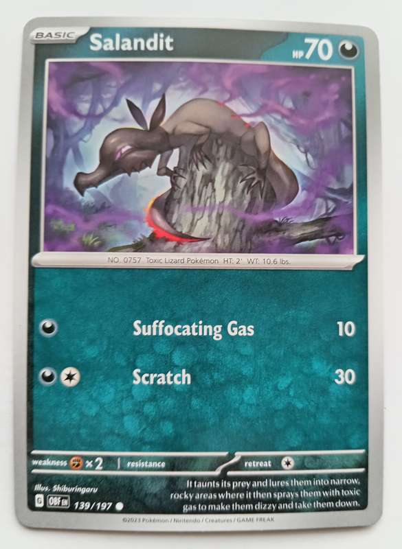 POKEMON CARD - SALANDIT  139/197 COMMON OBSIDIAN FLAMES 2023 - MINT