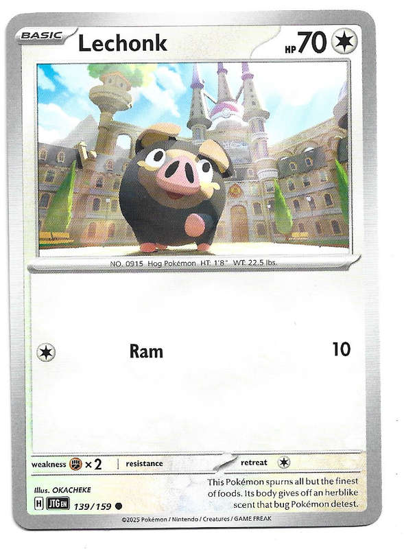 LECHONK - COMMON  139/159 POKEMON TCG JOURNEY TOGETHER TRADING CARD