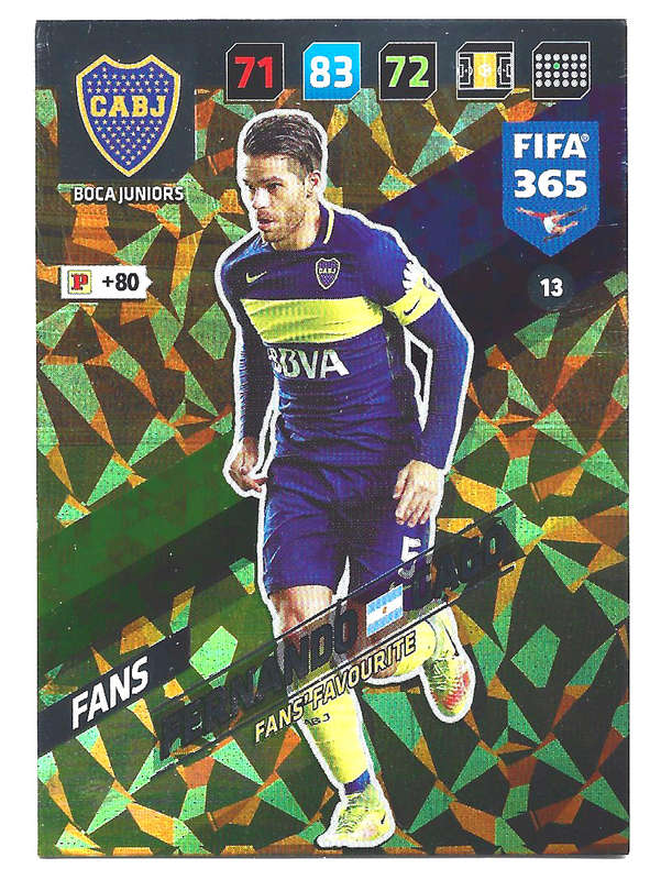 FERNANDO GAGO - PANINI `FIFA 365 2018` COLLECTION - FOIL `FANS FAVOURITE` TRADING CARD 13