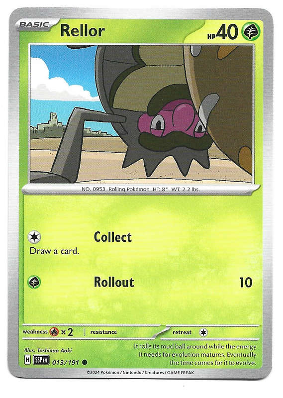 RELLOR  - POKEMON TCG SURGING SPARKS  COMMON  13/191 TRADING CARD