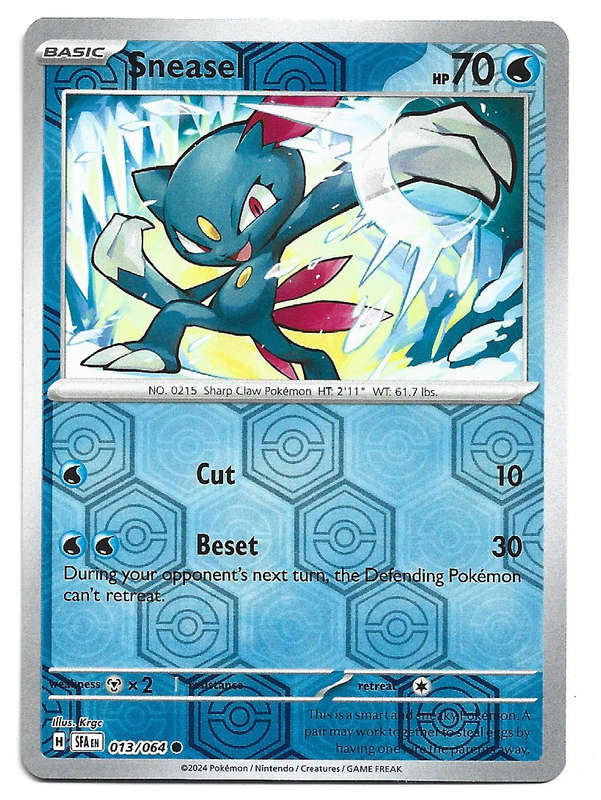SNEASEL - REVERSE HOLO  13/64 POKEMON TCG SHROUDED FABLE TRADING CARD