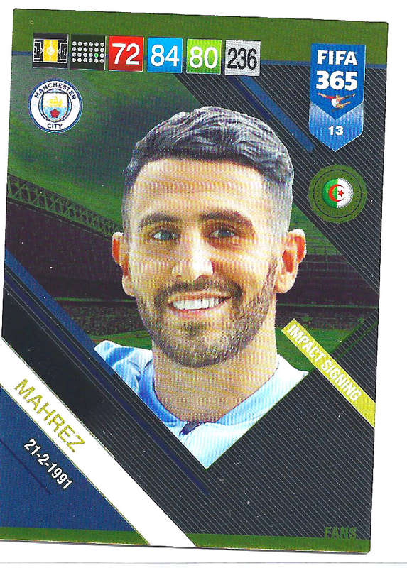 RIYAD MAHREZ - PANINI FIFA 365 2019 COLLECTION - FOIL `FANS FAVOURITE` TRADING CARD 13