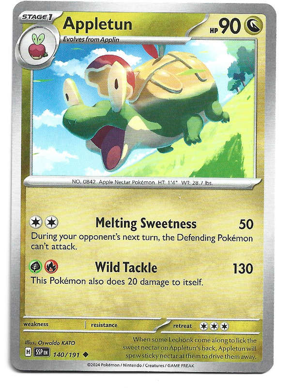 APPLETUN  - POKEMON TCG SURGING SPARKS  COMMON   140/191 TRADING CARD