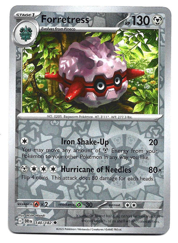 FORRETRESS - REVERSE HOLO  140/182  POKEMON TCG DESTINED RIVALS TRADING CARD