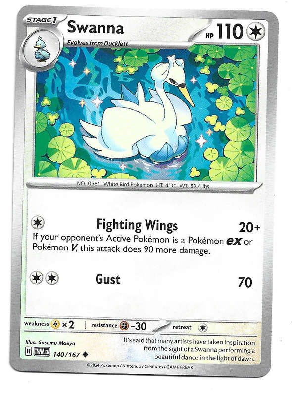 SWANNA - COMMON  140/167 POKEMON TCG TWILIGHT MASQUERADE TRADING CARD
