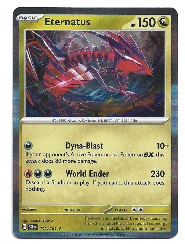 ETERNATUS  - POKEMON TCG SURGING SPARKS  HOLO RARE  141/191 TRADING CARD