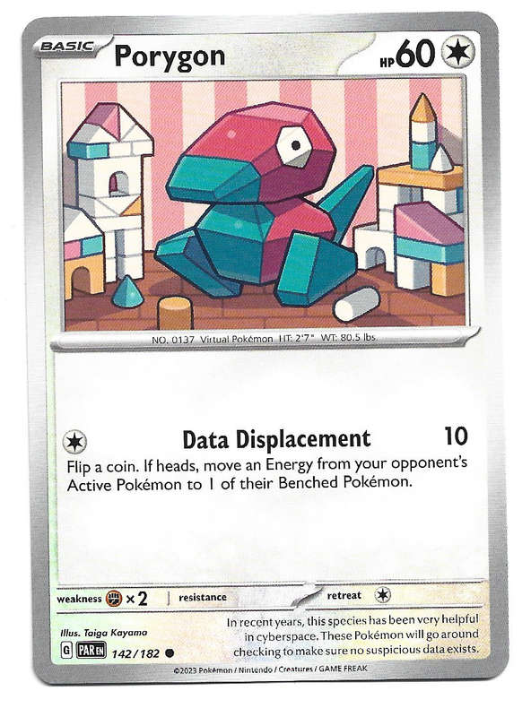 PORYGON  -  POKEMON PARADOX RIFT COMMON  142/182 TRADING CARD