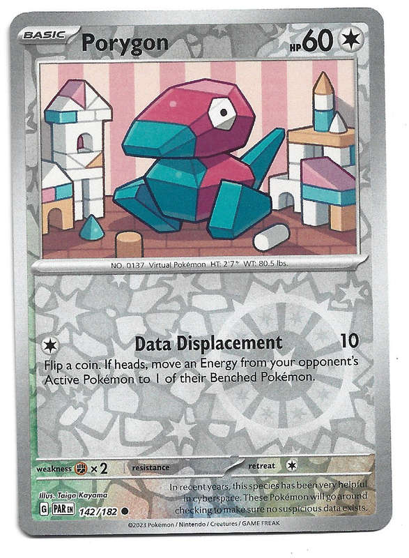 PORYGON  -   REVERSE HOLO POKEMON PARADOX RIFT   142/182 TRADING CARD