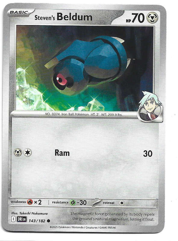 STEVEN's BELDUM - COMMON  143/182  POKEMON TCG DESTINED RIVALS TRADING CARD