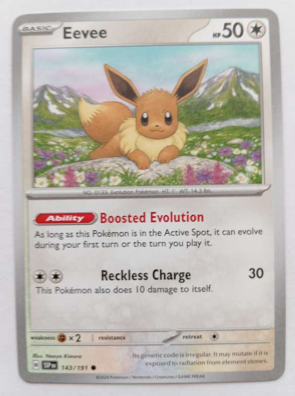 EEVEE -  COMMON  143/191 POKEMON TCG SURGING SPARKS TRADING CARD