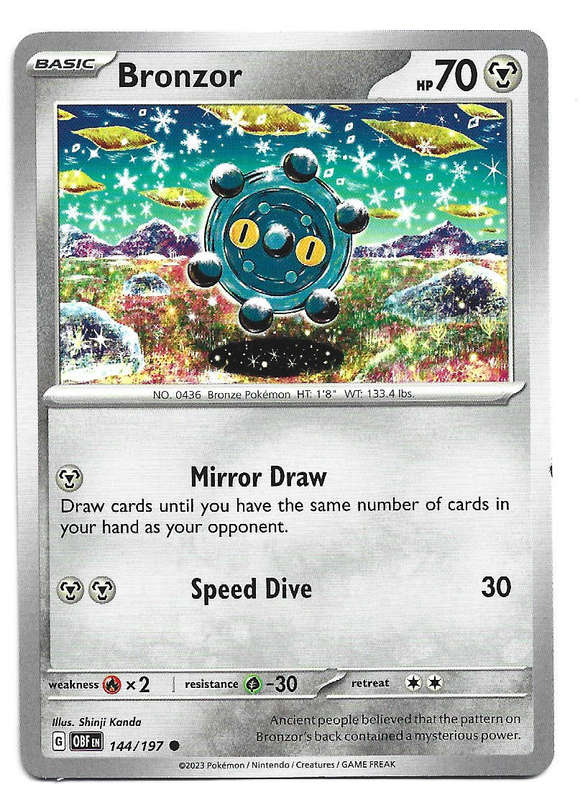 BRONZOR -  COMMON  144/197 POKEMON TCG OBSIDIAN FLAMES  TRADING CARD