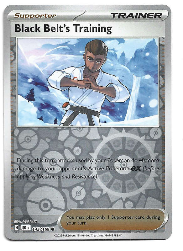 BLACK BELT's TRAINING - REVERSE HOLO  145/159 POKEMON TCG JOURNEY TOGETHER TRADING CARD